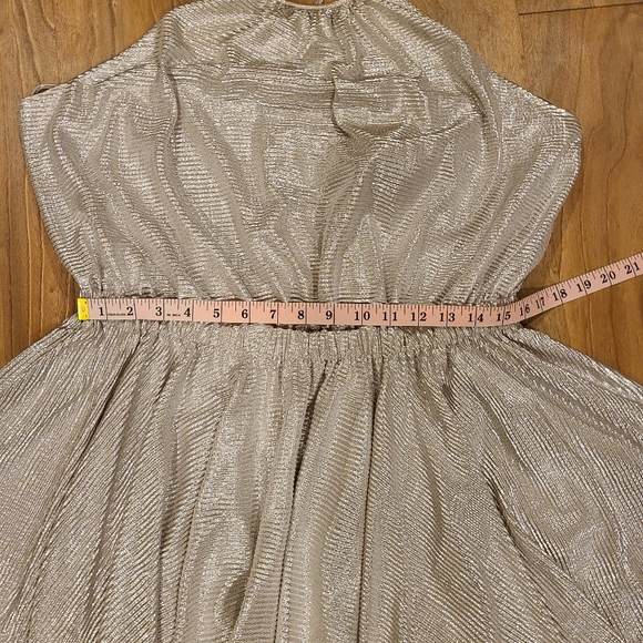 NWT Halston Heritage size XL Silver Metallic Evening Dress Cocktail - Picture 11 of 12